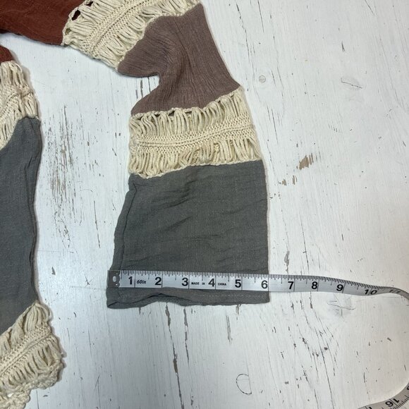 Crochet Tunic Top Shirt Sz M 100% Cotton Boho Color Block Long Slv Flowy Western - Picture 13 of 14